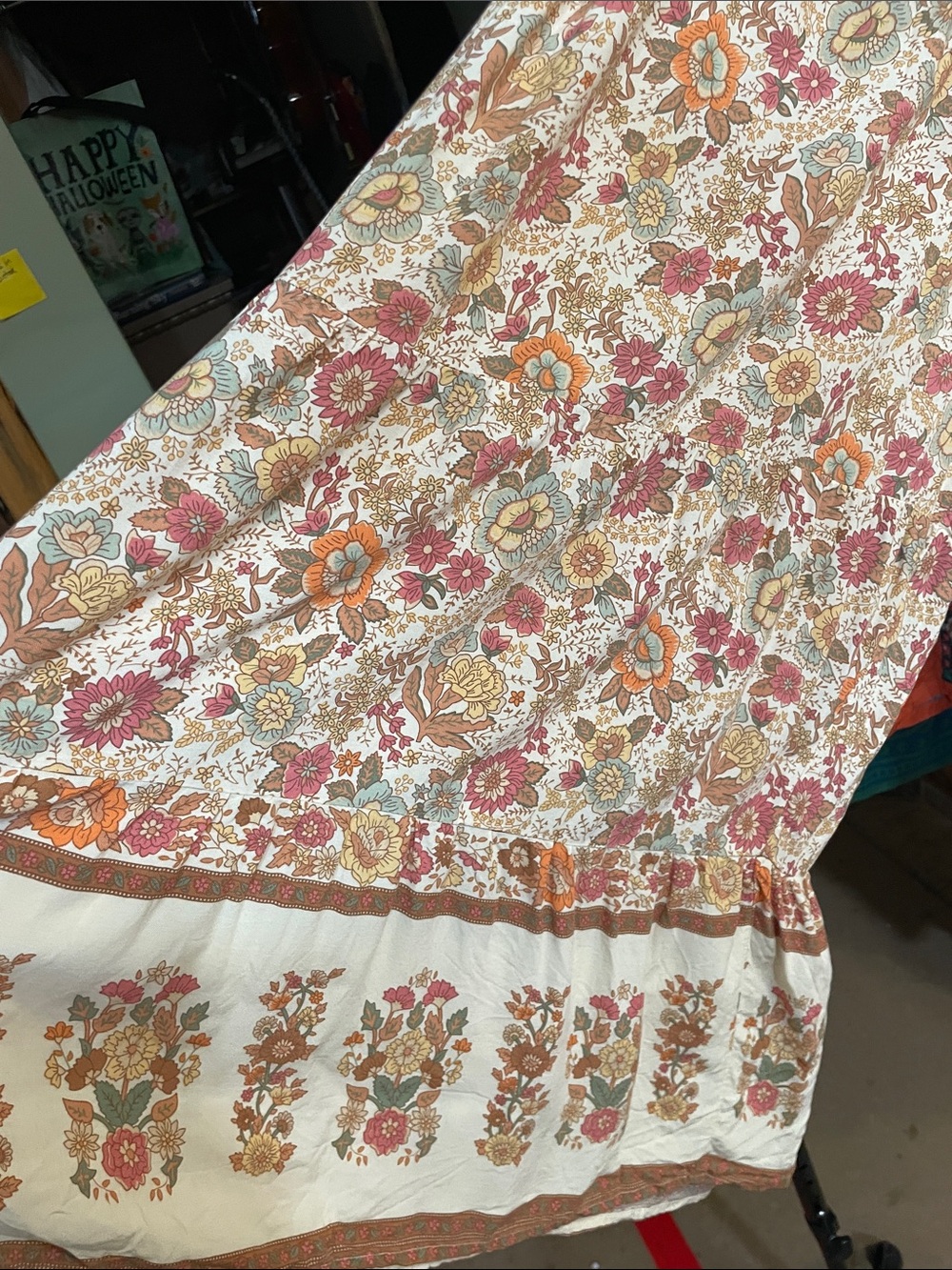 NATURAL LIFE Cream Floral Wide-Leg Tiered Palazzo Pants Trousers Patti - Picture 12 of 14